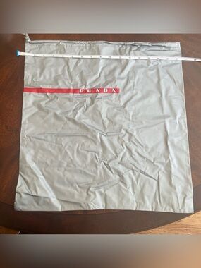 Prada Nylon Grey And Red Drawstring Shoe Bag